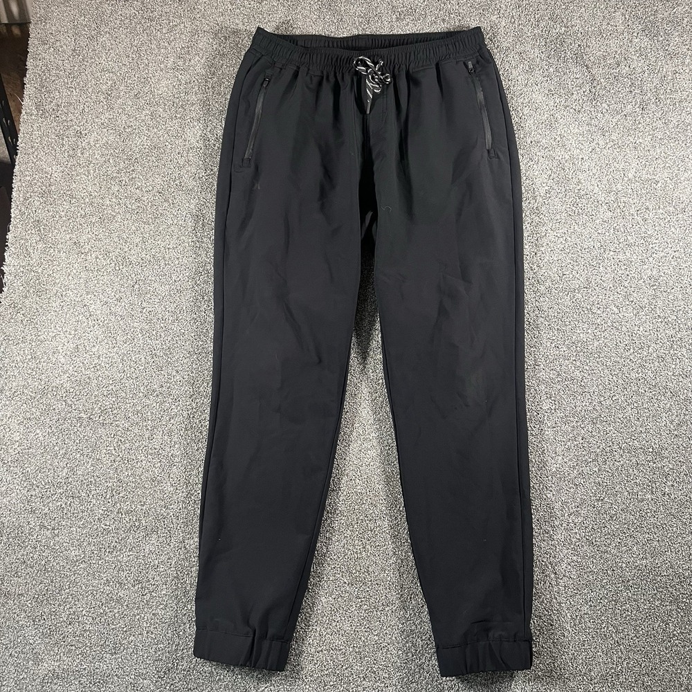 Hurley Men’s Black Jogger Pants Drawstring Stretch Zip Pocket Athletic Size M